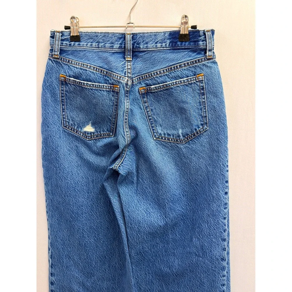 Abercrombie & Fitch The Loose High Rise Women 27/4R Blue Good Raw Hem Distressed